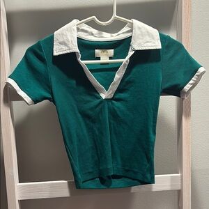 Green and White Polo Shirt